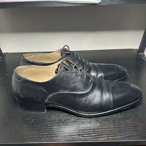 Magnanni Flex Mens Size 12 Black Leather Dress Shoes Cap Toe